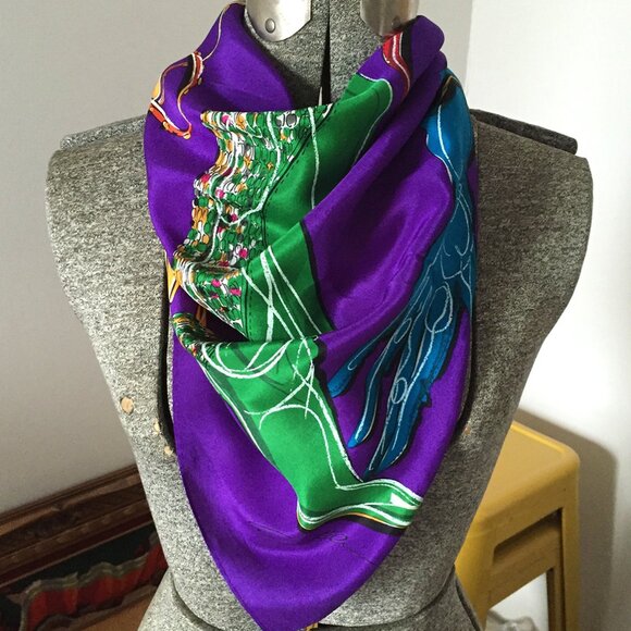 Vintage Anne Klien Silk Scarf | Fashion Illustration - Picture 6 of 7